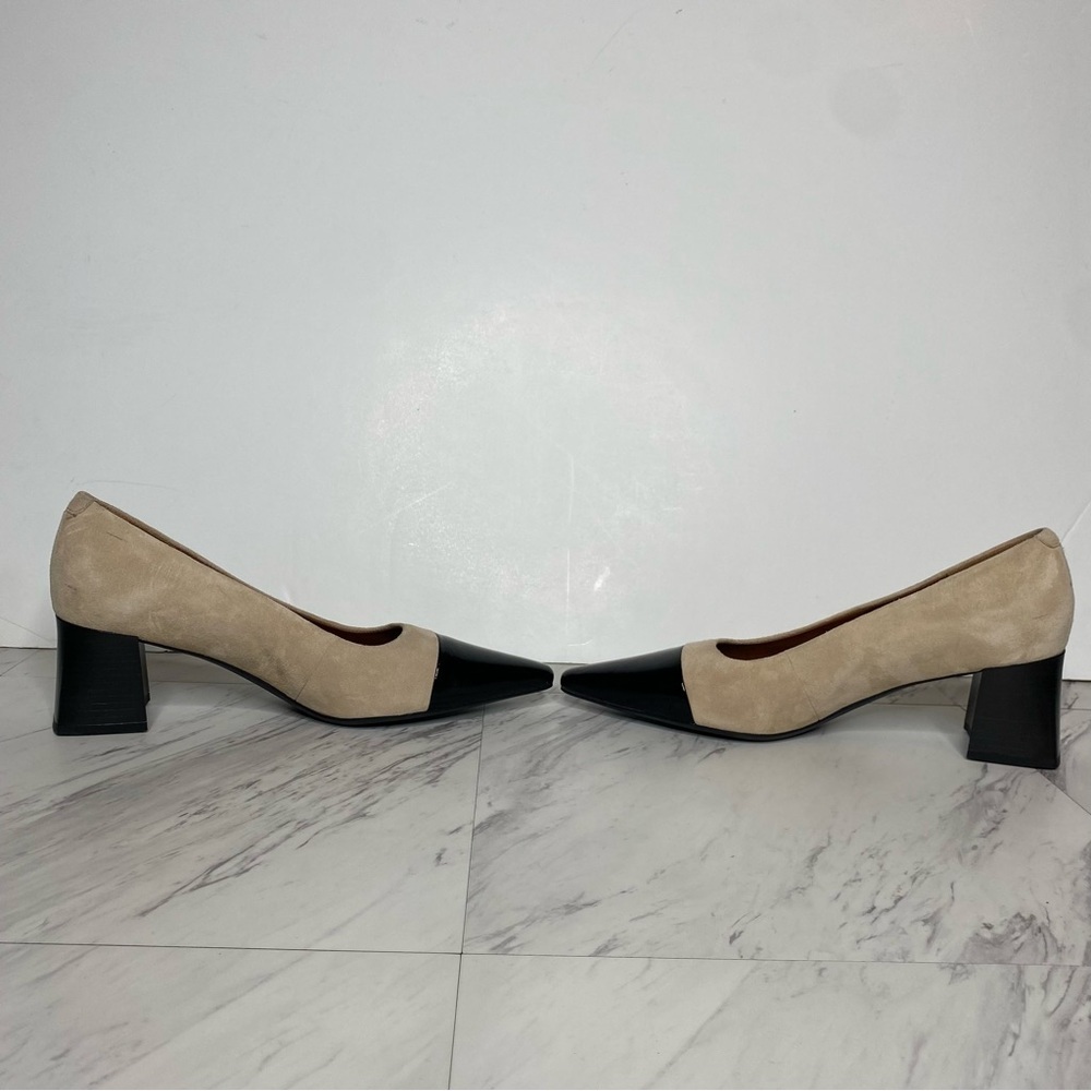 New! Vagabond Altea Beige Suede Black Patent Pointed Toe Pump 10 / 40 - Picture 5 of 15